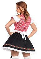Oktoberfest waitress, dirndl dress costume, lacing, ruffles, cold shoulder, apron